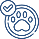 Pet friendly paw icon showing pets welcome aboard Custom Cat Charters