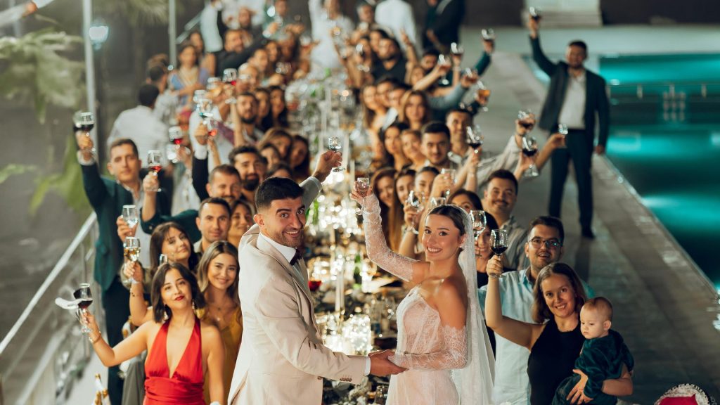 Guests enjoying a sunset cruise in custom cat charters