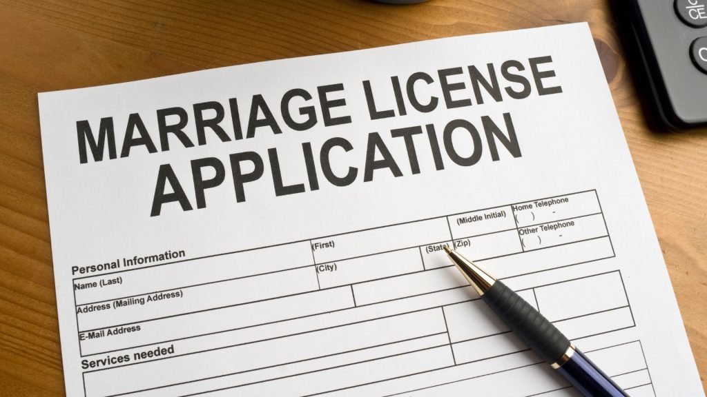 Florida marriage license application form for couples getting married in Florida